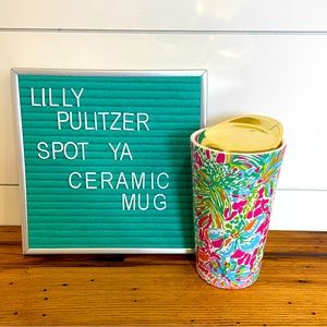 Lilly Pulitzer Double Walled Ceramic 13 oz Travel Mug in Spot Ya Print